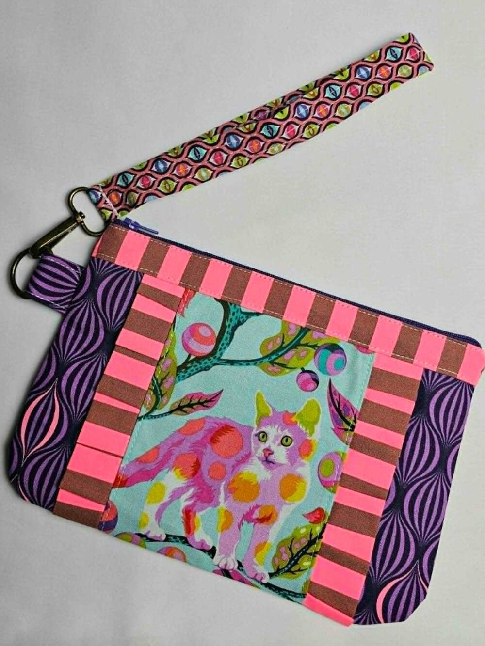 Tula Pink Disco Kitty Wristlet Wallet Purse: Gift for Women